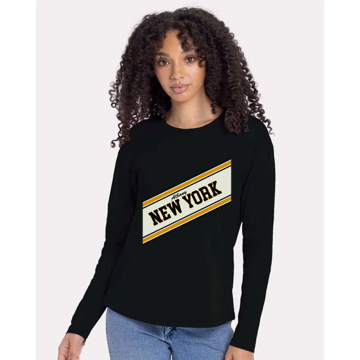 Albany New York Varsity Logo Womens Cotton Relaxed Long Sleeve T-Shirt