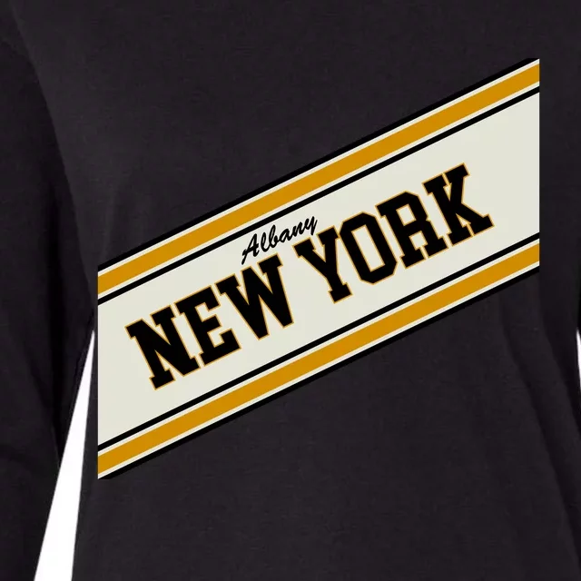 Albany New York Varsity Logo Womens Cotton Relaxed Long Sleeve T-Shirt