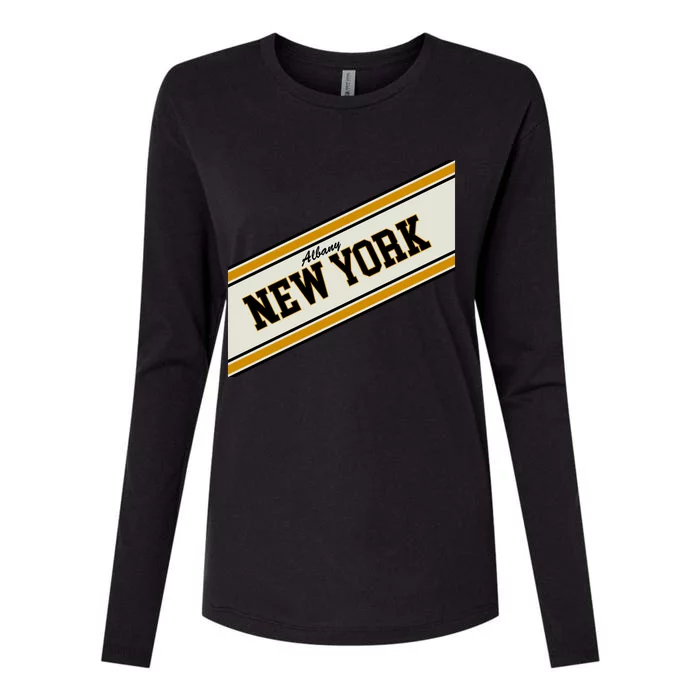 Albany New York Varsity Logo Womens Cotton Relaxed Long Sleeve T-Shirt