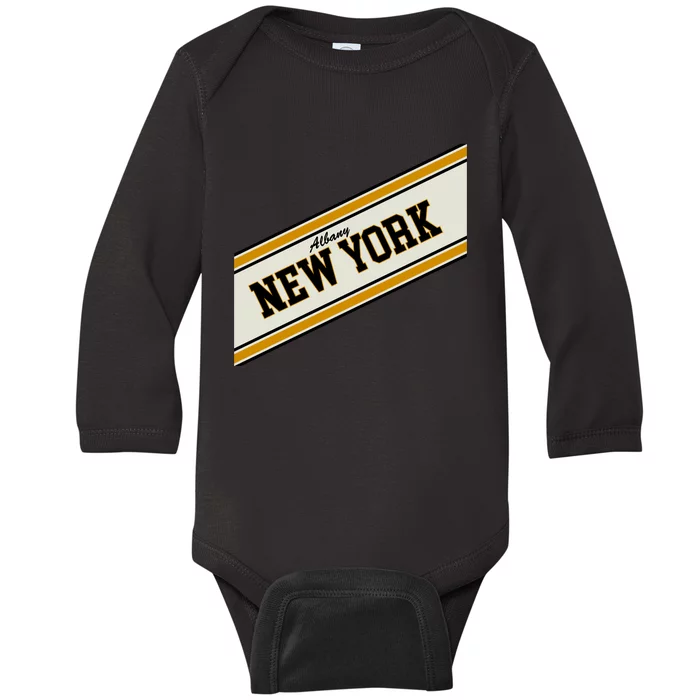 Albany New York Varsity Logo Baby Long Sleeve Bodysuit