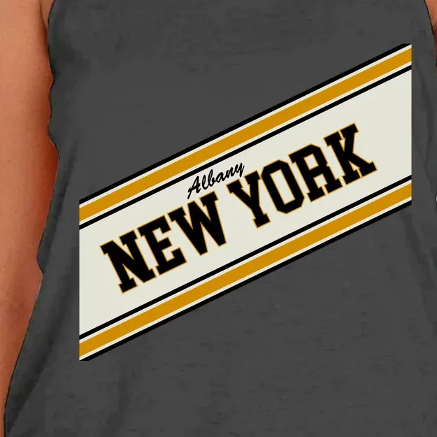 Albany New York Varsity Logo Women's Knotted Racerback Tank