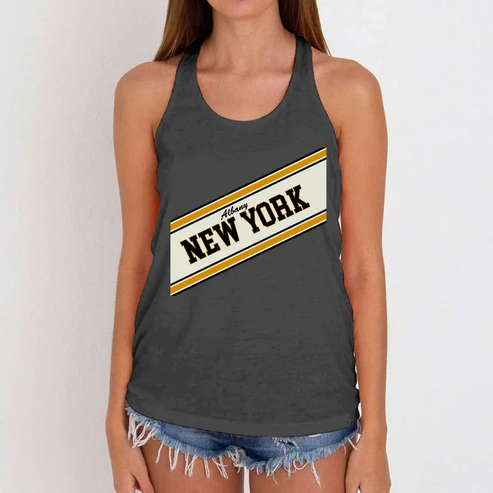 Albany New York Varsity Logo Women's Knotted Racerback Tank