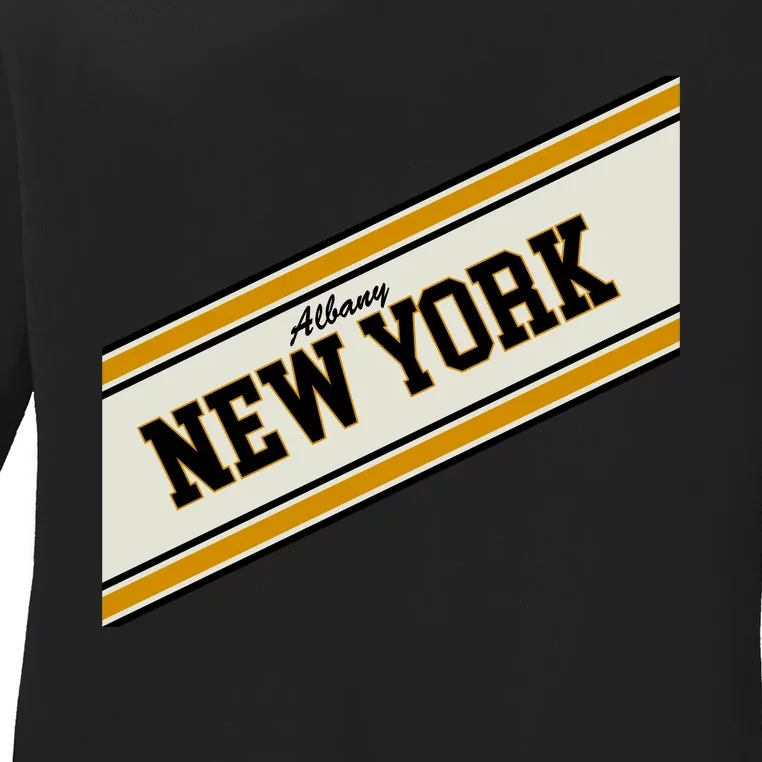 Albany New York Varsity Logo Ladies Long Sleeve Shirt