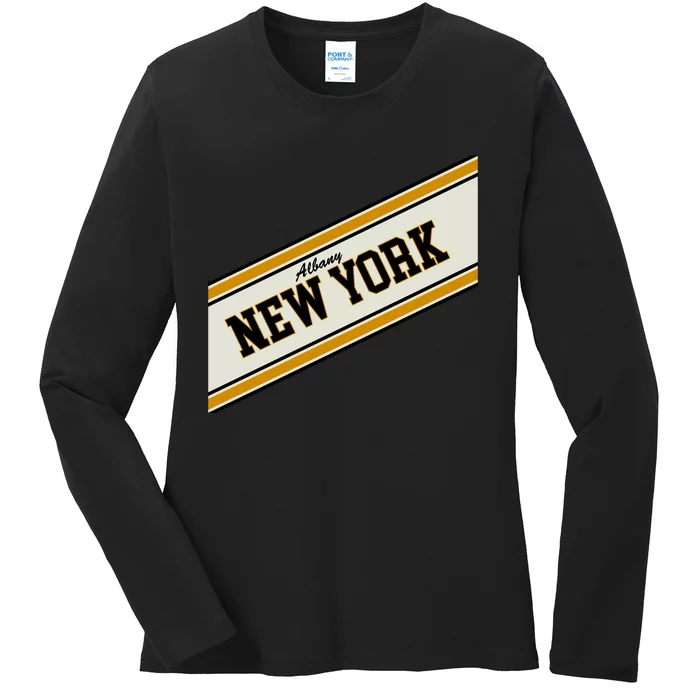 Albany New York Varsity Logo Ladies Long Sleeve Shirt