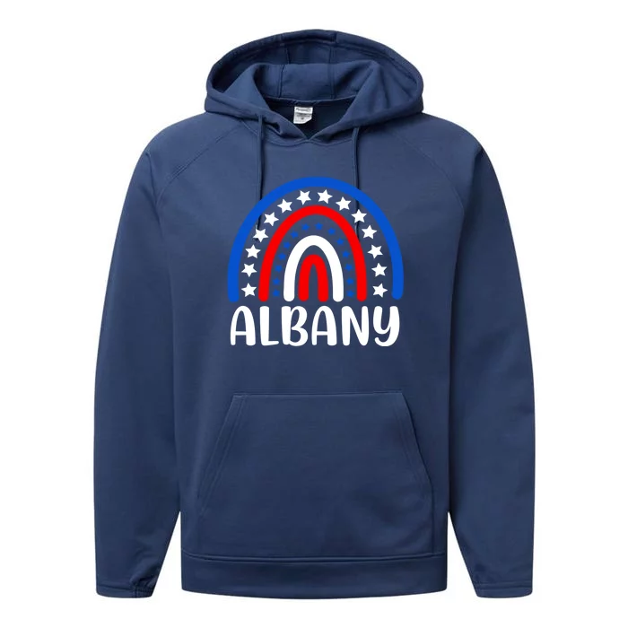 Albany New York Gift I Love Albany Usa Cool Gift Performance Fleece Hoodie