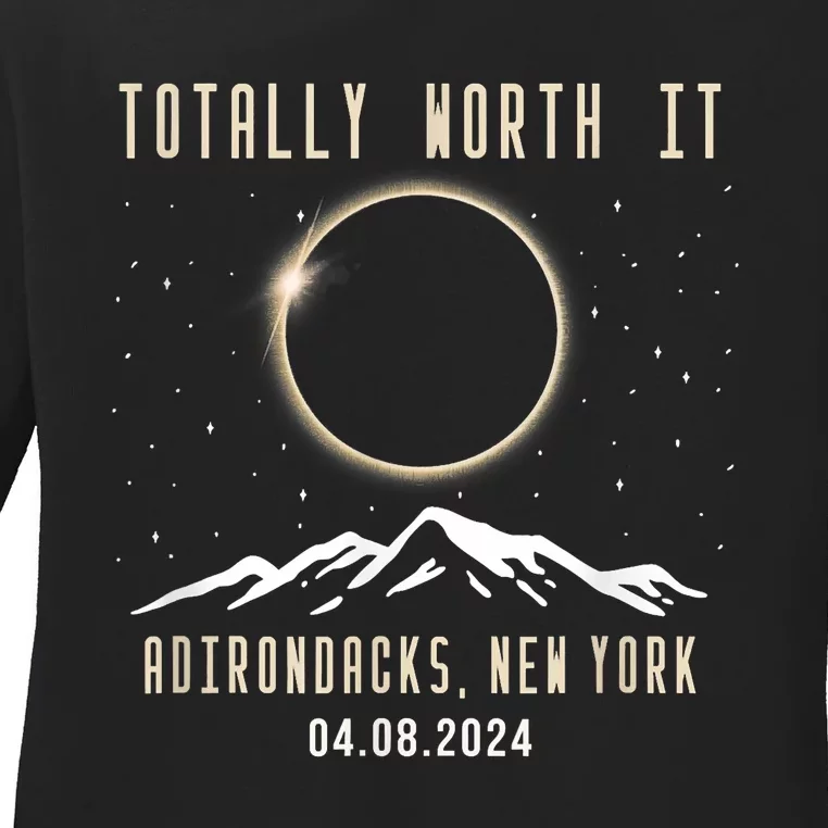 Adirondacks New York 2024 Total Solar Eclipse Ladies Long Sleeve Shirt