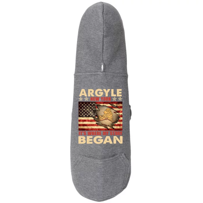 Argyle New York Usa Flag Independence Day Meaningful Gift Doggie 3-End Fleece Hoodie