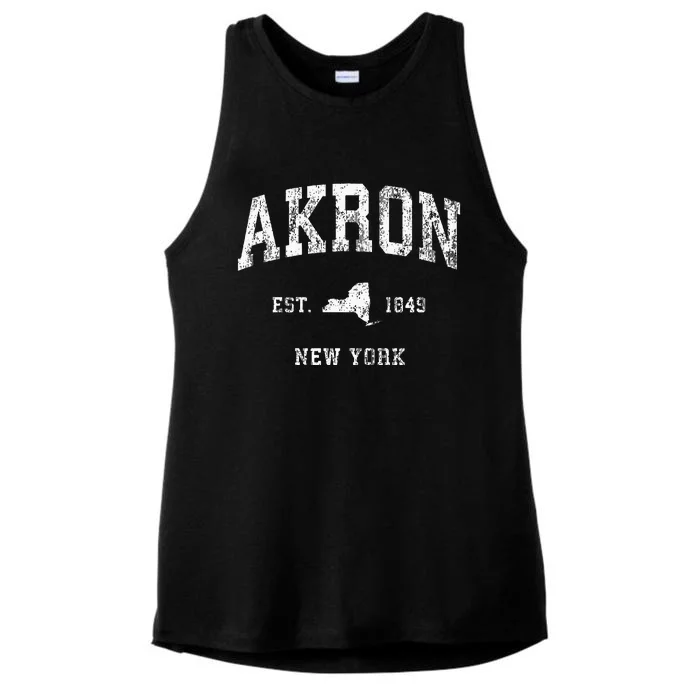 Akron New York Ny Vintage Ladies Tri-Blend Wicking Tank