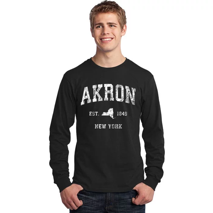 Akron New York Ny Vintage Tall Long Sleeve T-Shirt