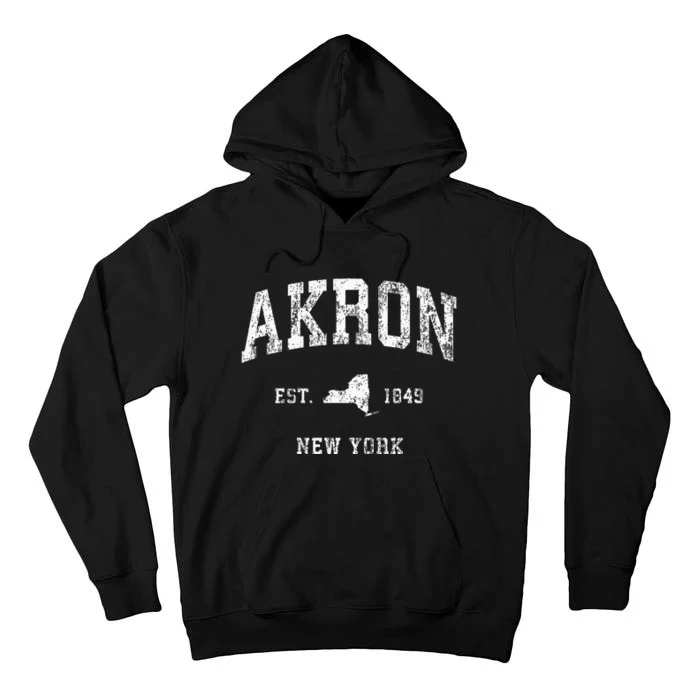 Akron New York Ny Vintage Tall Hoodie