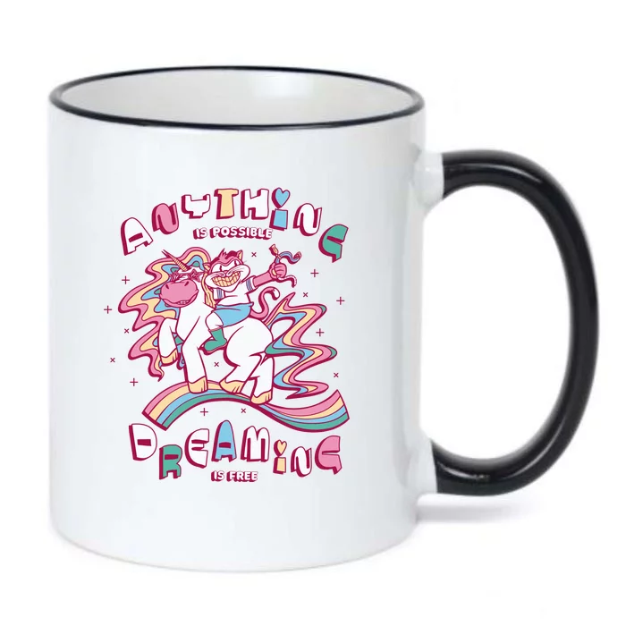 Anything Is Possible Dreaming Is Free Black Color Changing Mug