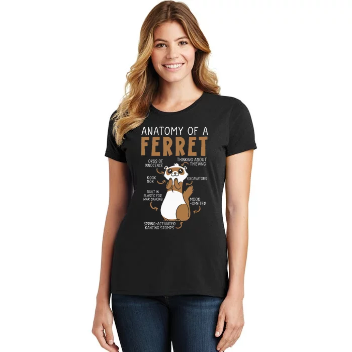 Anatomy Of A Ferret Lover Wildlife Animal Ferret Owner Women's T-Shirt