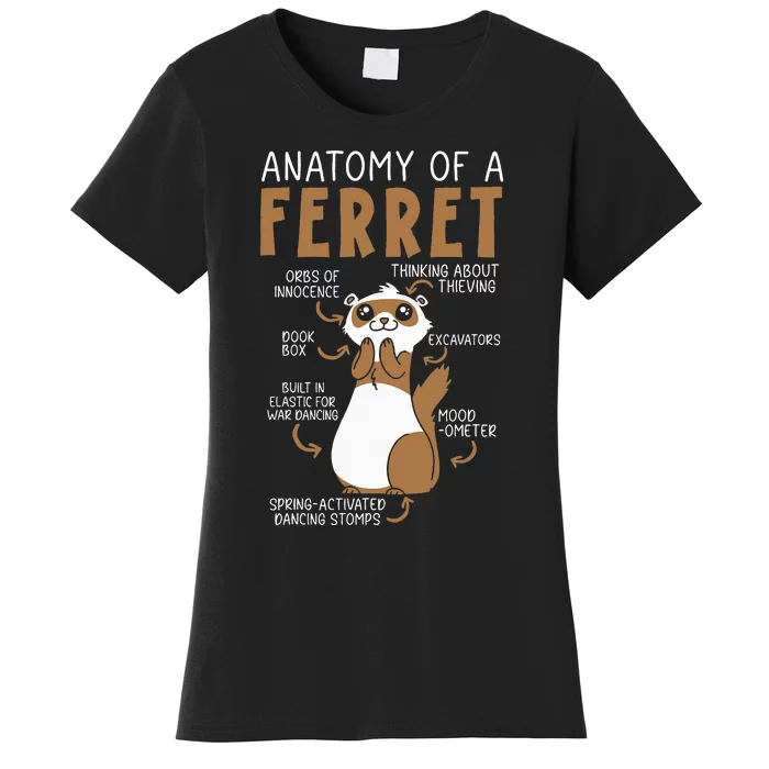 Anatomy Of A Ferret Lover Wildlife Animal Ferret Owner Women's T-Shirt