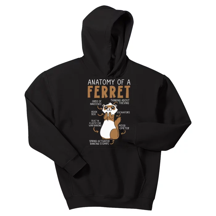 Anatomy Of A Ferret Lover Wildlife Animal Ferret Owner Kids Hoodie