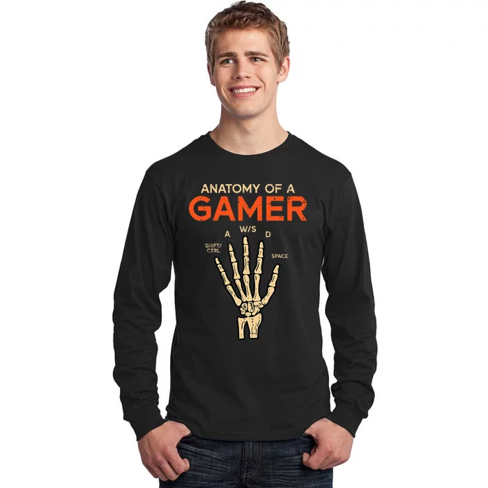 Anatomy Of A Gamer Skeleton Hand Funny Tall Long Sleeve T-Shirt