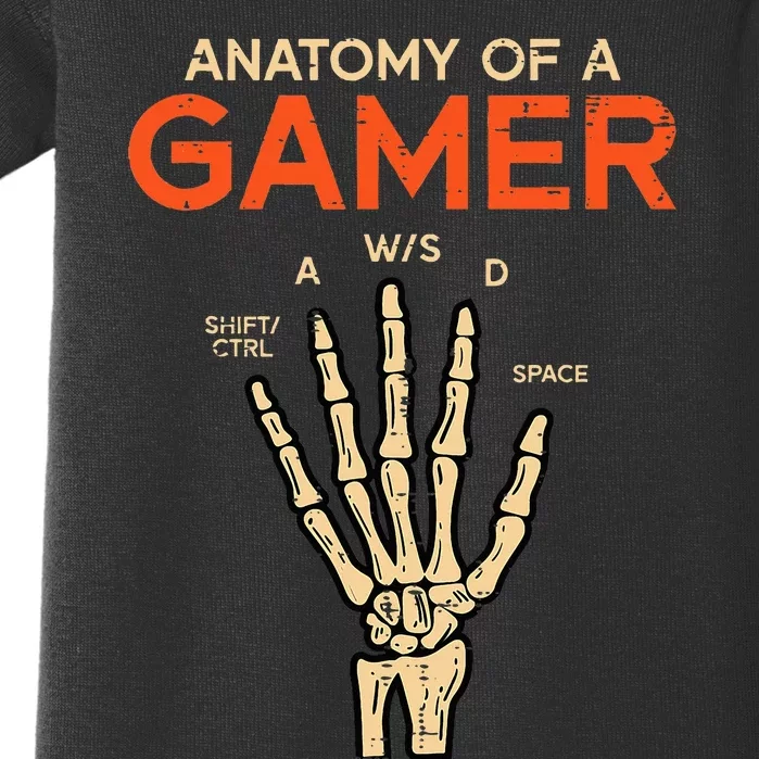 Anatomy Of A Gamer Skeleton Hand Funny Baby Bodysuit