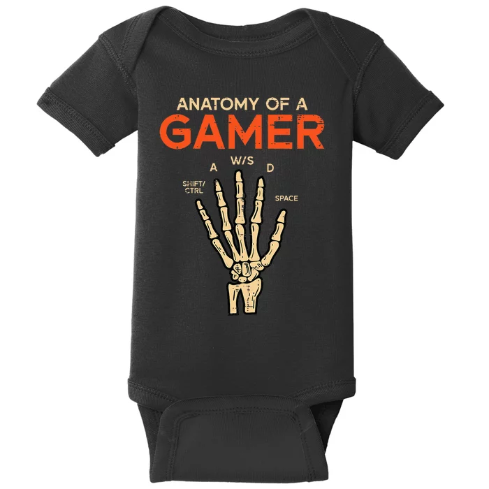 Anatomy Of A Gamer Skeleton Hand Funny Baby Bodysuit