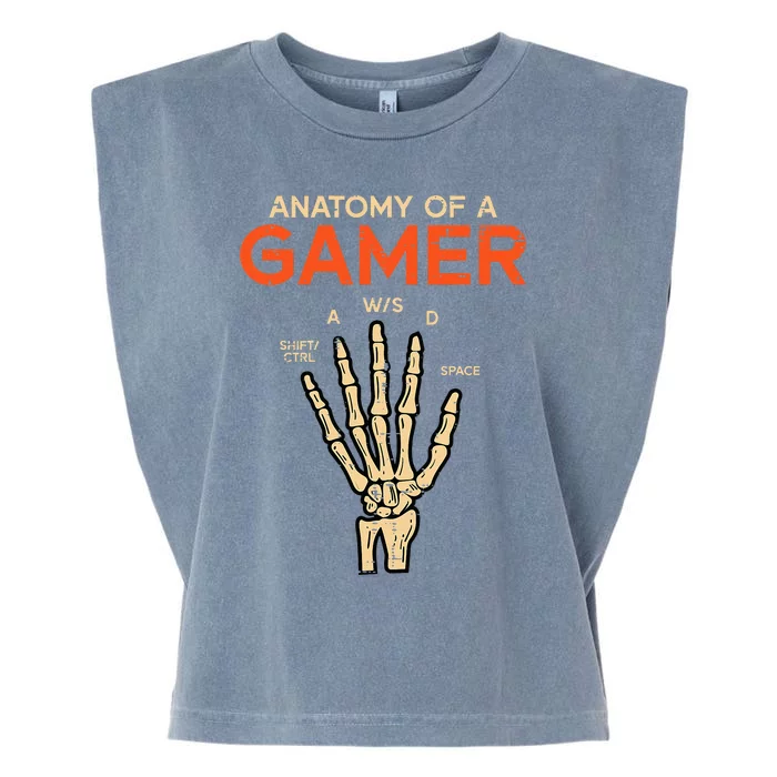 Anatomy Of A Gamer Skeleton Hand Funny Garment-Dyed Women's Muscle Tee