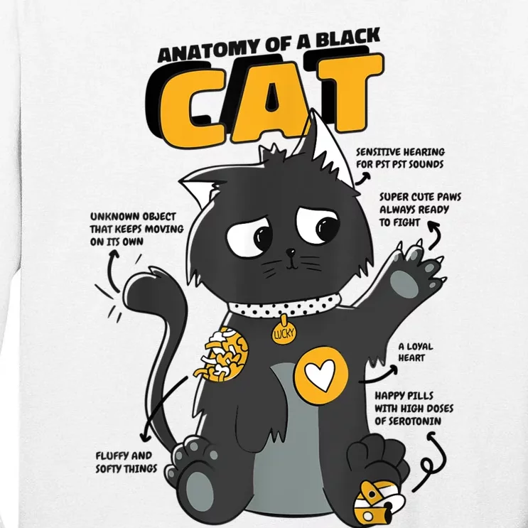 Anatomy Of A Black Cat Shirt, Funny Cats For Girls Tall Long Sleeve T-Shirt