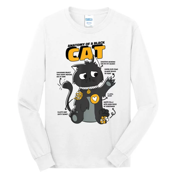 Anatomy Of A Black Cat Shirt, Funny Cats For Girls Tall Long Sleeve T-Shirt