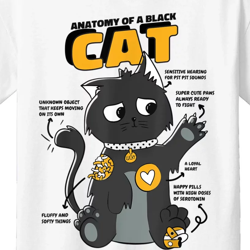 Anatomy Of A Black Cat Shirt, Funny Cats For Girls Kids T-Shirt