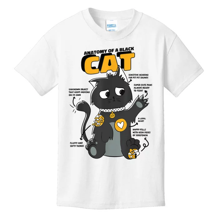 Anatomy Of A Black Cat Shirt, Funny Cats For Girls Kids T-Shirt