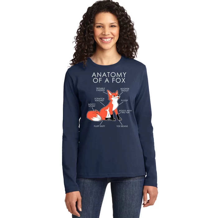 Anatomy Of A Fox Ladies Long Sleeve Shirt