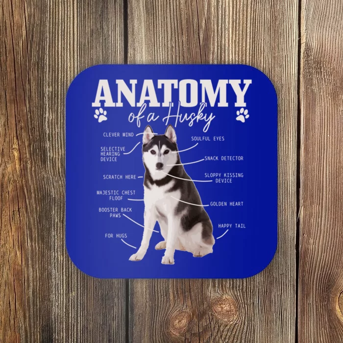 Anatomy Of A Siberian Husky Funny Cute Dog Husky Mom Dad Cute Gift Coaster