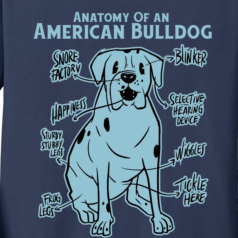 Anatomy Of An American Bulldog Kids Long Sleeve Shirt