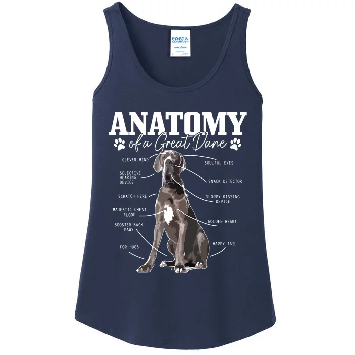 Anatomy Of A Great Dane Funny Cute Dog Mom Dad Ladies Essential Tank