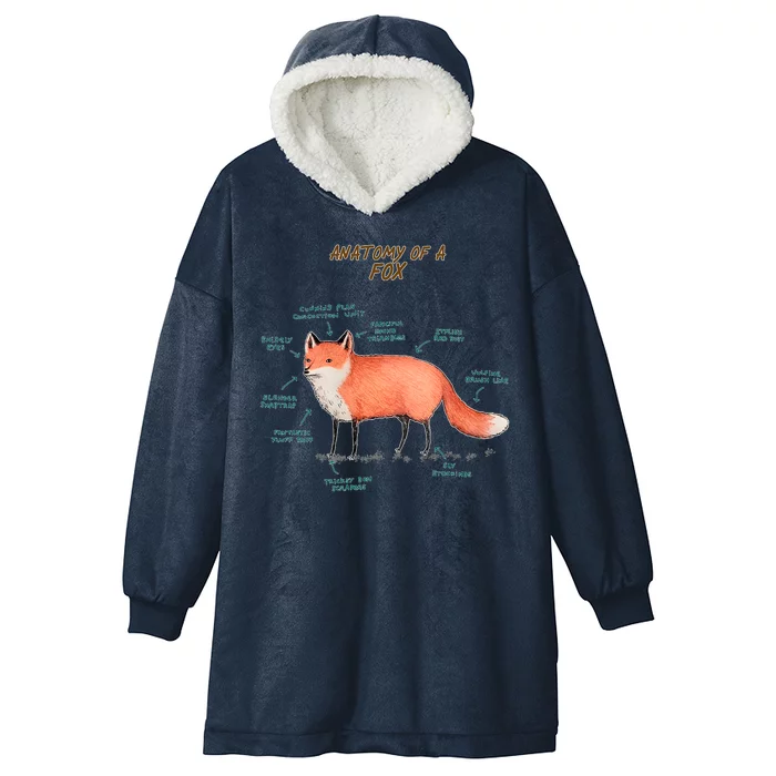 Anatomy Of A Fox Funny Cute Hooded Wearable Blanket