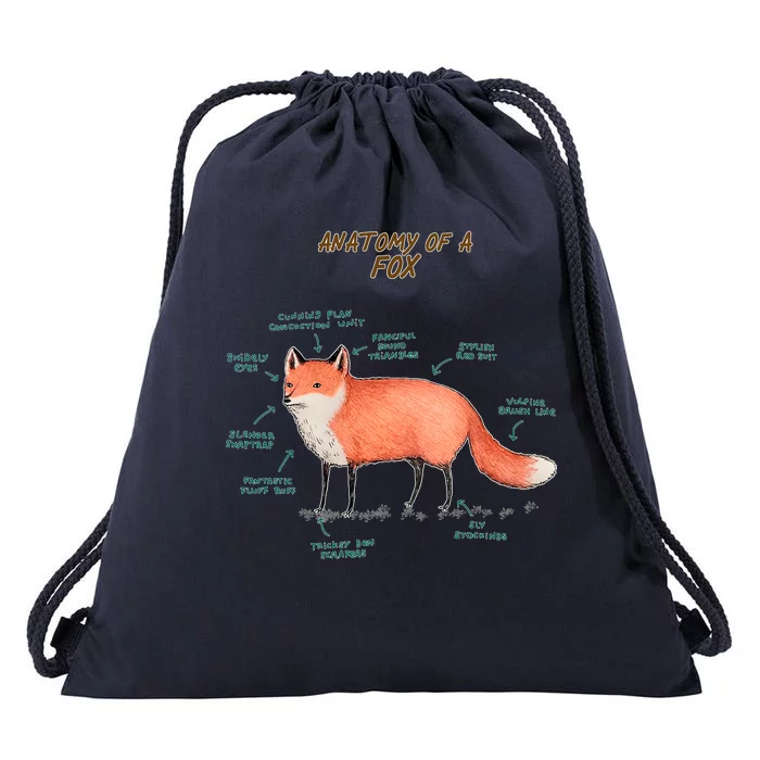 Anatomy Of A Fox Funny Cute Drawstring Bag