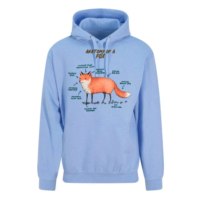 Anatomy Of A Fox Funny Cute Unisex Surf Hoodie