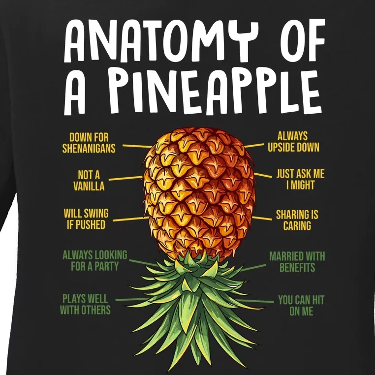 Anatomy Of A Pineapple Swinger Ladies Long Sleeve Shirt