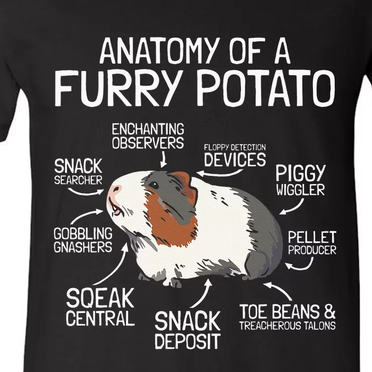 Anatomy Of A Furry Potato Guinea Pig V-Neck T-Shirt