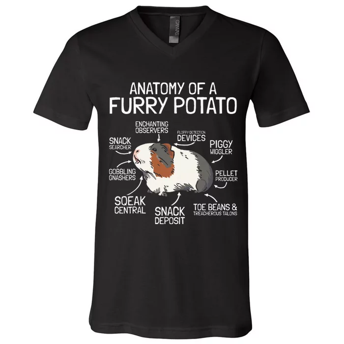 Anatomy Of A Furry Potato Guinea Pig V-Neck T-Shirt