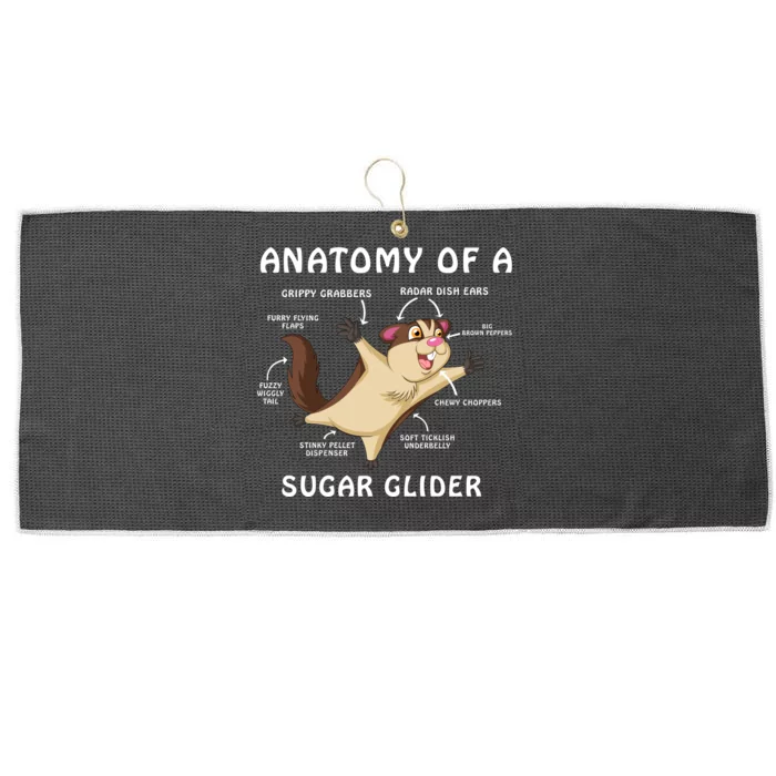 Anatomy Of A Sugar Glider Large Microfiber Waffle Golf Towel