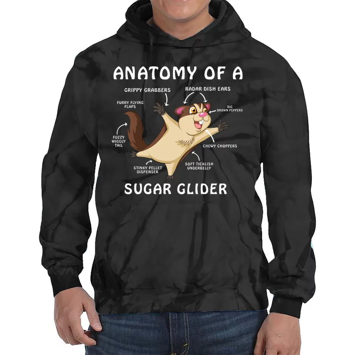 Anatomy Of A Sugar Glider Tie Dye Hoodie