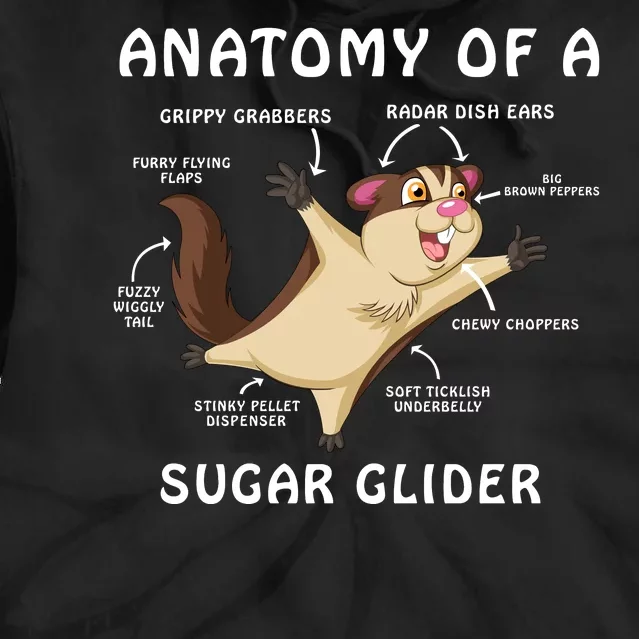 Anatomy Of A Sugar Glider Tie Dye Hoodie