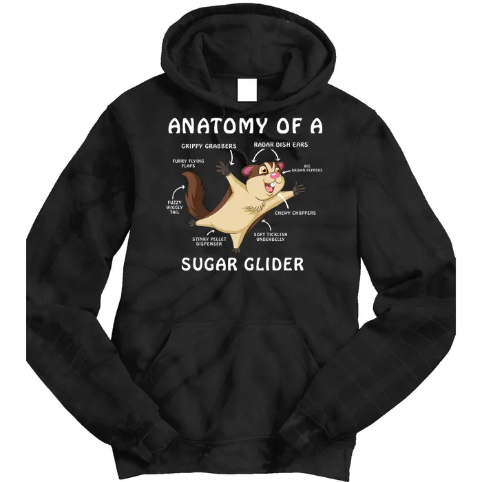 Anatomy Of A Sugar Glider Tie Dye Hoodie