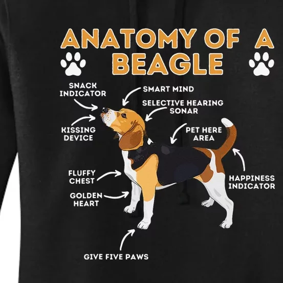 Anatomy Of A Beagle Funny Beagle Dog Lover Women's Pullover Hoodie