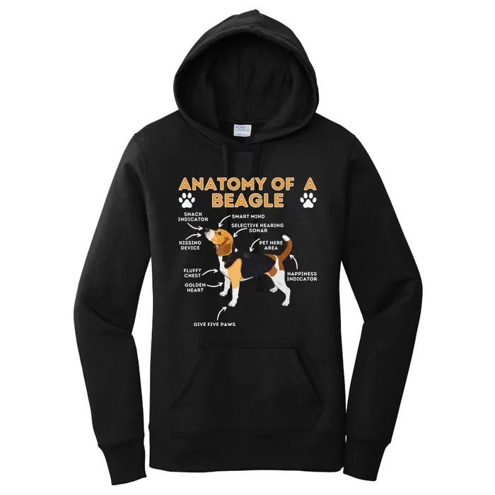 Anatomy Of A Beagle Funny Beagle Dog Lover Women's Pullover Hoodie