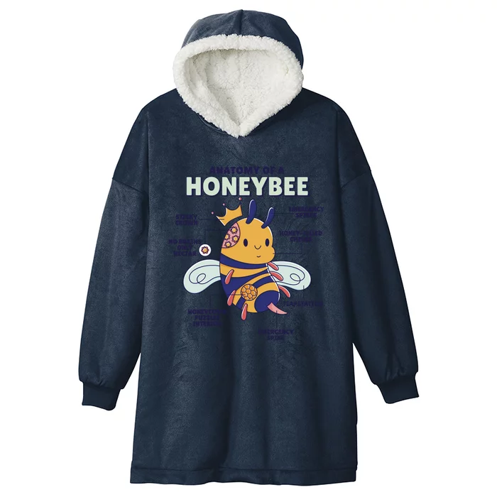 Anatomy Of A Honeybee Bumblebee Hooded Wearable Blanket