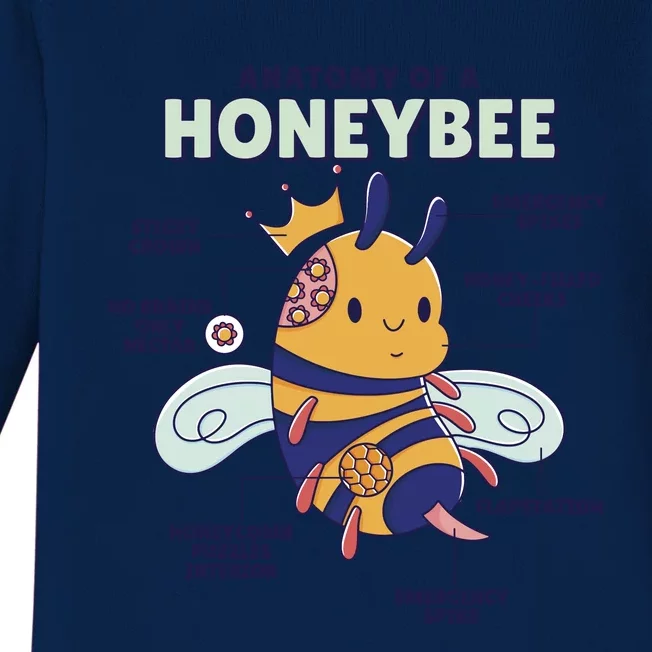 Anatomy Of A Honeybee Bumblebee Baby Long Sleeve Bodysuit