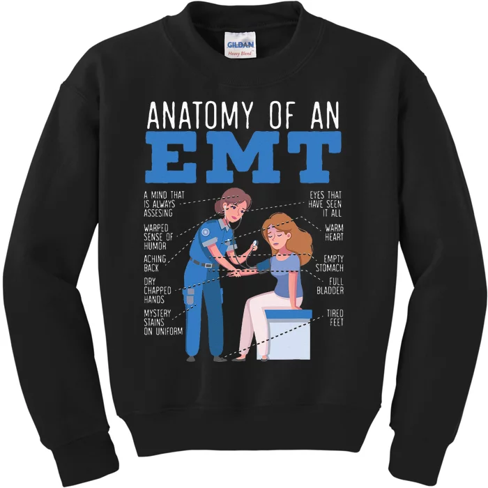 Anatomy Of An EMT Paramedic EMT EMS Health Care Kids Sweatshirt