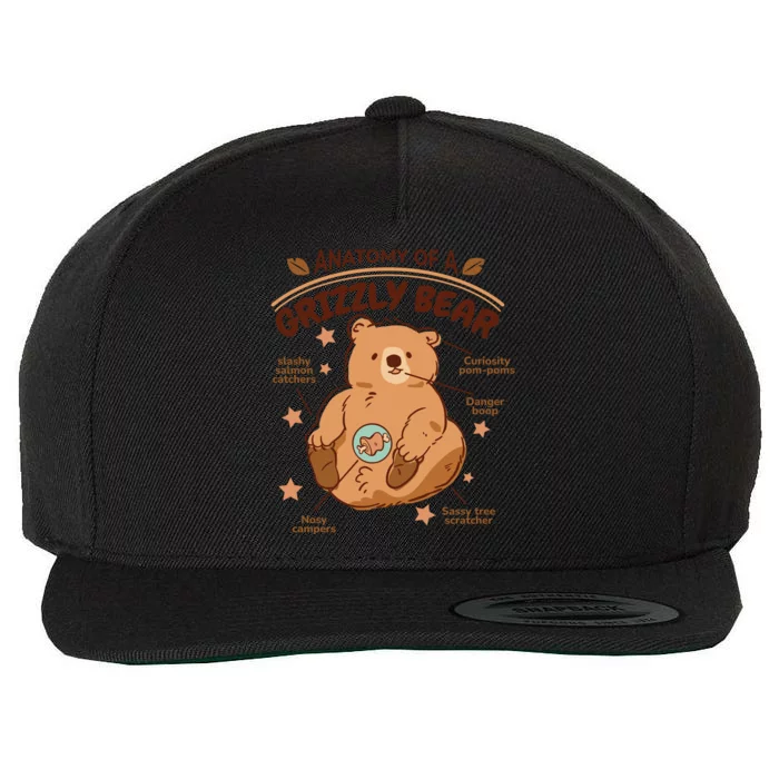 Anatomy Of A Grizzly Bear Wool Snapback Cap