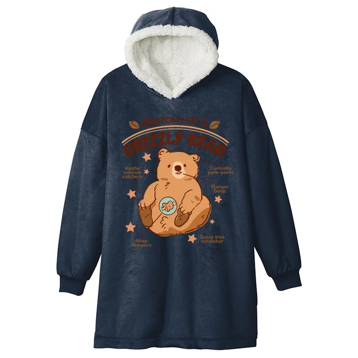 Anatomy Of A Grizzly Bear Hooded Wearable Blanket