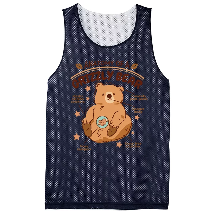 Anatomy Of A Grizzly Bear Mesh Reversible Basketball Jersey Tank