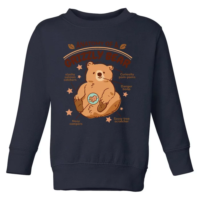 Anatomy Of A Grizzly Bear Toddler Sweatshirt