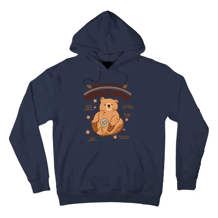 Anatomy Of A Grizzly Bear Tall Hoodie